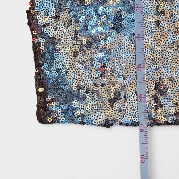 Mango Halterneck Sequin Midi Dress Silver Keyhole Cocktail Event Prom NWT - Picture 13 of 16